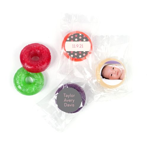 Bonnie Marcus Personalized LifeSavers 5 Flavor Hard Candy Star Girl Birth Announcement (300 Pack)