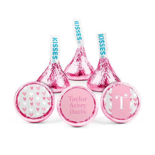 Personalized Girl Birth Announcement Pink Hearts Hershey's Kisses