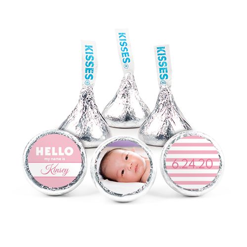Personalized Girl Birth Announcement Name Tag Hershey's Kisses