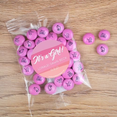 Personalized Girl Birth Announcement Candy Bag with JC Chocolate Minis - Watercolor