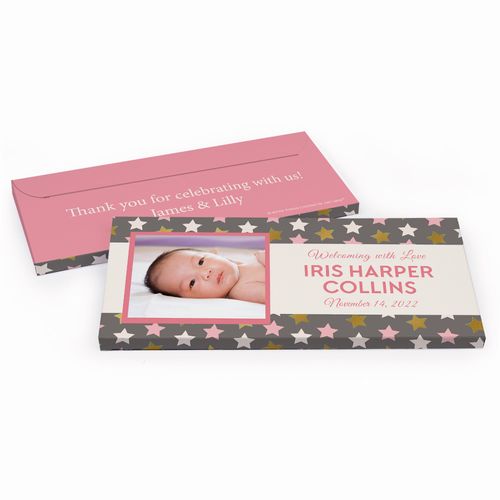 Deluxe Personalized Star Girl Baby Girl Announcement Candy Bar Favor Box