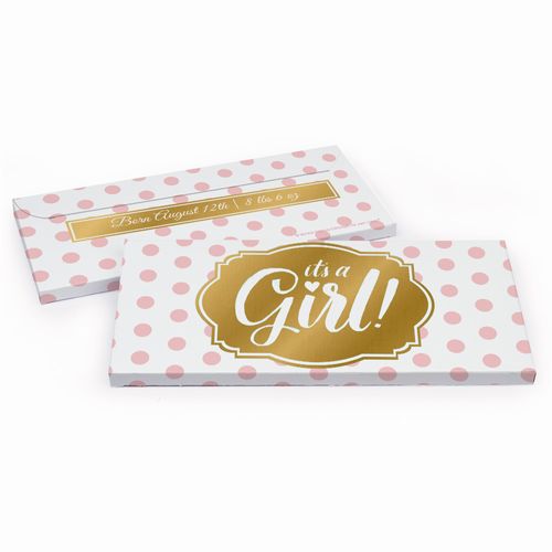 Deluxe Personalized Watermark Baby Girl Announcement Candy Bar Favor Box