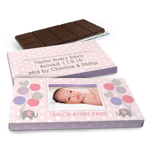 Deluxe Personalized Baby Elephants Chocolate Bar in Gift Box (3oz Bar)