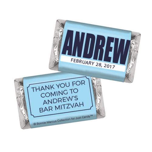 Bar Mitzvah Personalized Boldly Blue Miniatures Wrappers