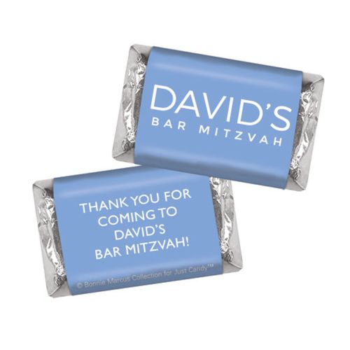 Bar Mitzvah Personalized Solid Blue Miniatures Wrappers