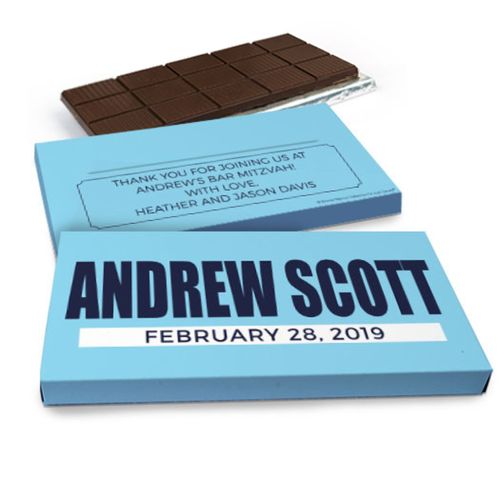 Deluxe Personalized Boldly Blue Bar Mitzvah Chocolate Bar in Gift Box (3oz Bar)