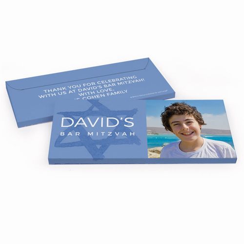 Deluxe Personalized Star of David Bar Mitzvah Chocolate Bar in Gift Box