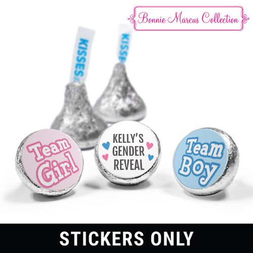 Personalized Bonnie Marcus Boy or Girl Gender Reveal 3/4" Stickers (108 Stickers)