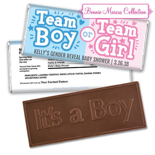 Personalized Bonnie Marcus Boy or Girl Gender Reveal Embossed It's a Boy Chocolate Bar
