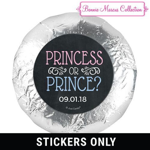 Personalized Bonnie Marcus Princess or Prince Gender Reveal 1.25" Stickers (48 Stickers)