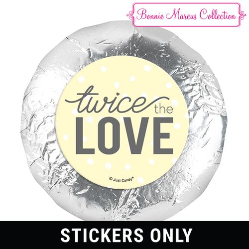 Personalized Bonnie Marcus Twice the Love Birth Announcement 1.25" Stickers (48 Stickers)