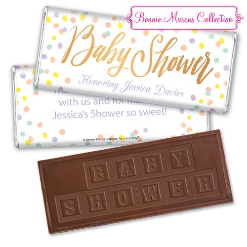 Personalized Bonnie Marcus Baby Shower Confetti Fun Embossed Chocolate Bar