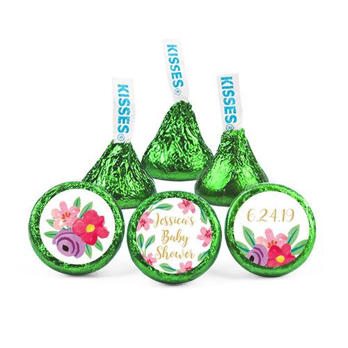 Personalized Baby Shower Watercolor Flowers Hershey's Kisses