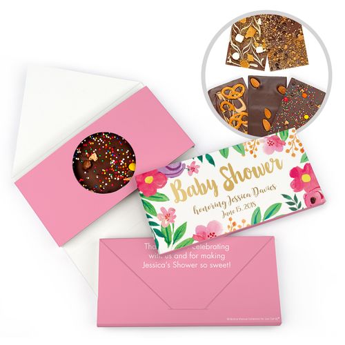 Personalized Bonnie Marcus Baby Shower Fun Floral Gourmet Infused Belgian Chocolate Bars (3.5oz)
