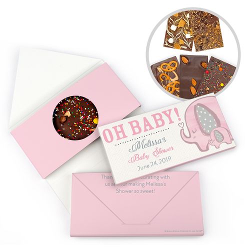 Personalized Bonnie Marcus Baby Shower Elephants Gourmet Infused Belgian Chocolate Bars (3.5oz)