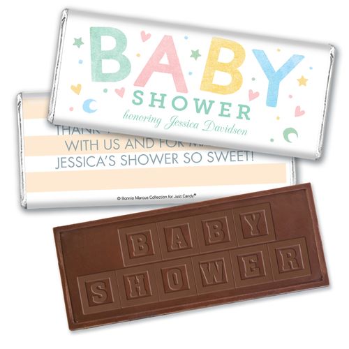 Personalized Bonnie Marcus Sweet Baby Shower Embossed Chocolate Bar & Wrapper