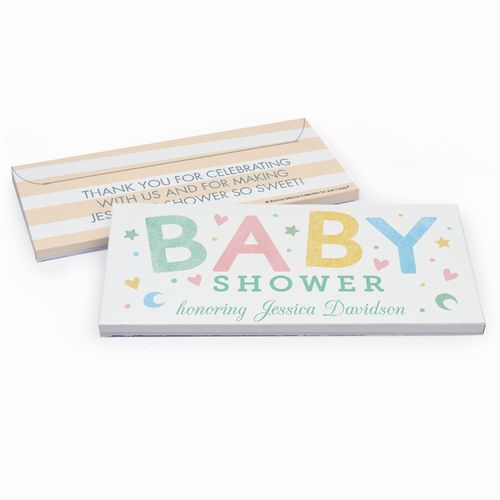 Deluxe Personalized Colorful Baby Baby Shower Chocolate Bar in Gift Box