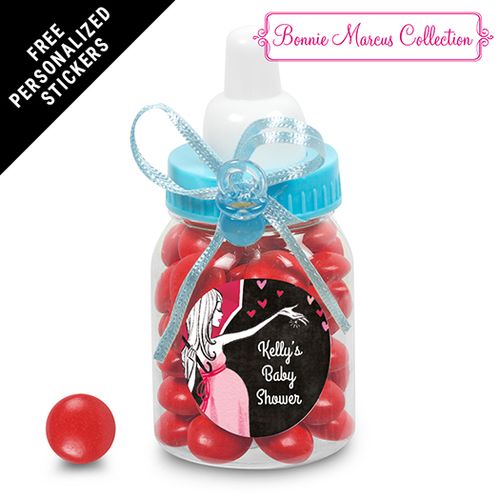 Bonnie Marcus Collection Personalized Blue Baby Bottle - Sprinkling Pink (24 Pack)