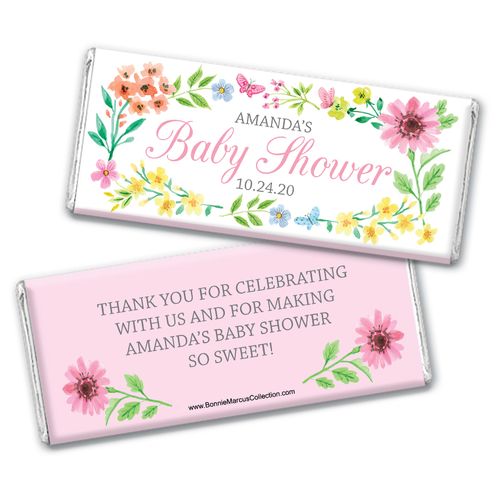 Personalized Bonnie Marcus Baby Shower Butterfly Flower Wreath Chocolate Bar