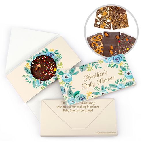 Personalized Bonnie Marcus Baby Shower Blue Blossom Gourmet Infused Belgian Chocolate Bars (3.5oz)