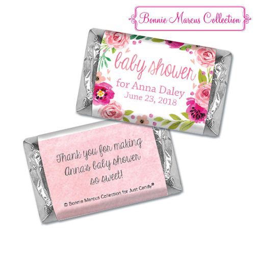 Personalized Bonnie Marcus Baby Shower Painted Petals Hershey's Miniatures