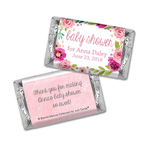 Personalized Bonnie Marcus Baby Shower Painted Petals Hershey's Miniatures Wrappers