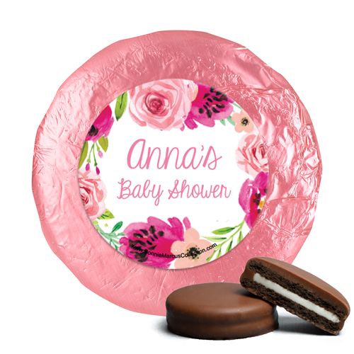 Personalized Bonnie Marcus Painted Petals Baby Shower Milk Chocolate Covered Oreos