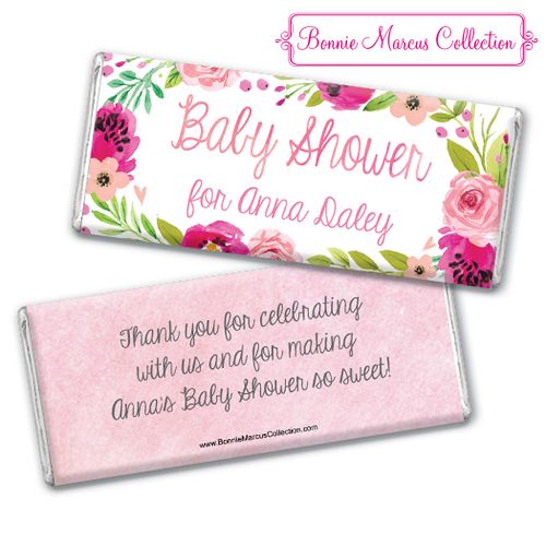 Personalized Bonnie Marcus Baby Shower Painted Petals Chocolate Bar