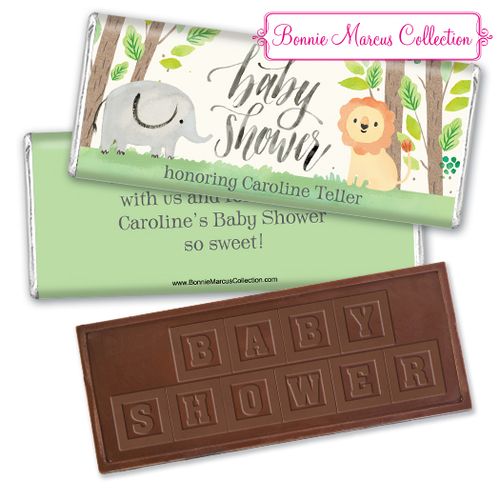 Personalized Bonnie Marcus Baby Shower Sarafi Nursery Embossed Chocolate Bar