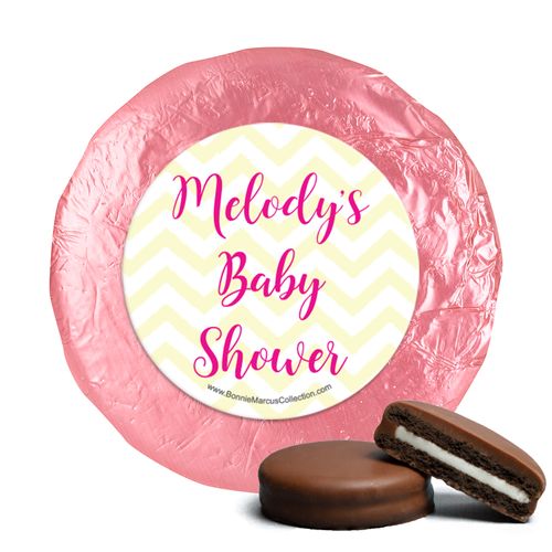 Personalized Bonnie Marcus Chevron Banner Girl Baby Shower Milk Chocolate Covered Oreos