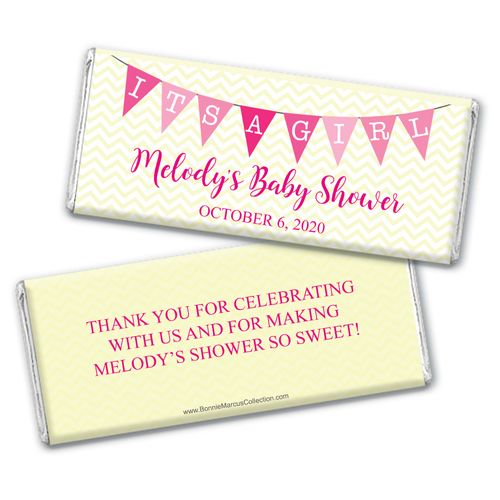 Personalized Bonnie Marcus Baby Shower Chevron Banner Girl Chocolate Bar Wrappers Only