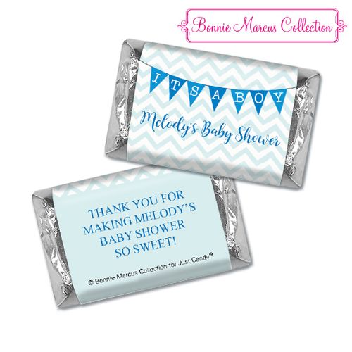 Personalized Bonnie Marcus Chevron Banner Boy Shower Hershey's Miniatures