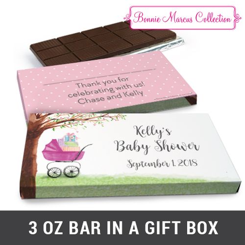 Deluxe Personalized Baby Bow Chocolate Bar in Gift Box (3oz Bar)