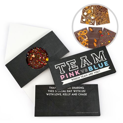 Personalized Bonnie Marcus Gender Reveal Team Pink VS Team Blue Gourmet Infused Belgian Chocolate Bars (3.5oz)