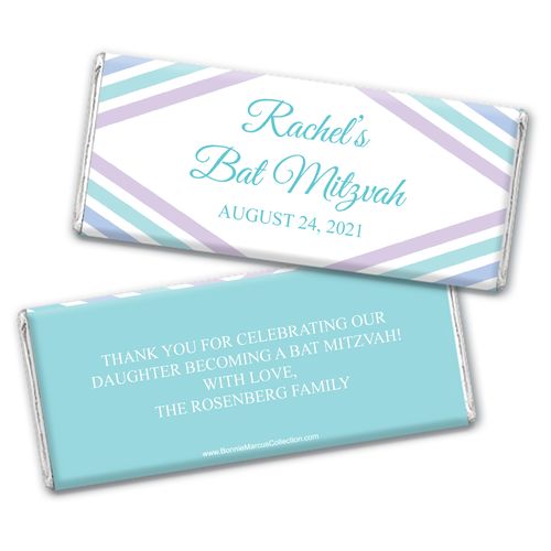 Personalized Bonnie Marcus Bat Mitzvah Traditional Stripes Chocolate Bar
