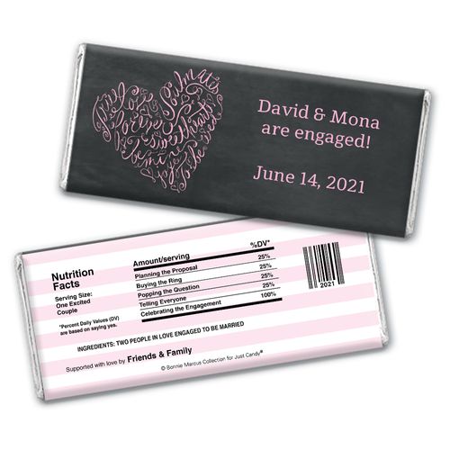 Sweetheart Swirl Engagement Personalized Candy Bar - Wrapper Only
