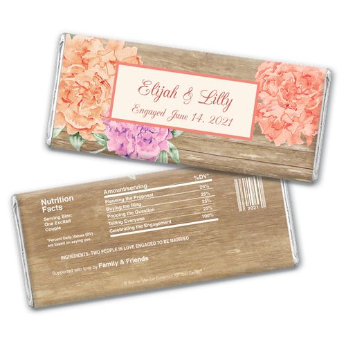 Blooming Joy Engagement Announcement Personalized Candy Bar - Wrapper Only