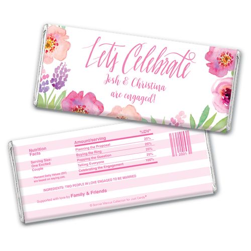 Floral Embrace Engagement Favors Personalized Candy Bar - Wrapper Only