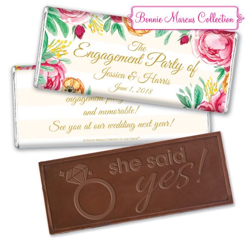 Personalized Bonnie Marcus Embossed Chocolate Bar & Wrapper - Engagement Stripes