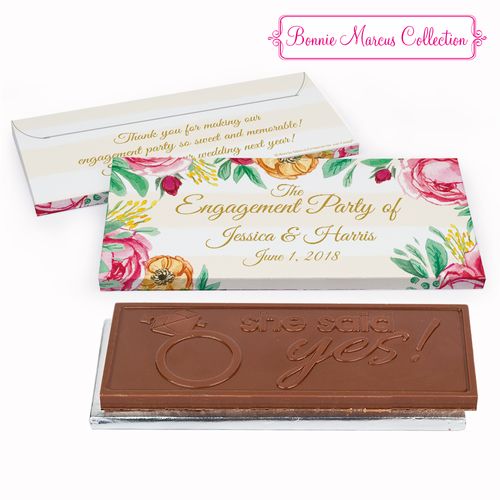 Deluxe Personalized Stripes Engagement Chocolate Bar in Gift Box