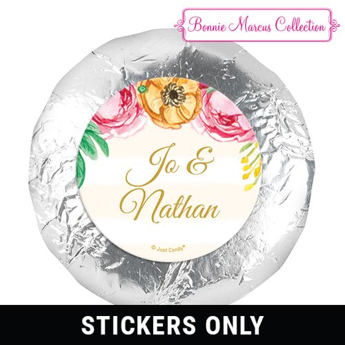 Personalized 1.25" Stickers - Engagement Stripes (48 Stickers)