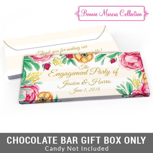 Deluxe Personalized Stripes Engagement Candy Bar Favor Box
