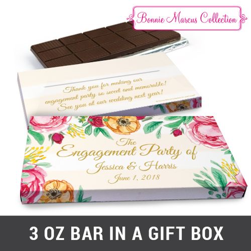 Deluxe Personalized Stripes Engagement Chocolate Bar in Gift Box (3oz Bar)