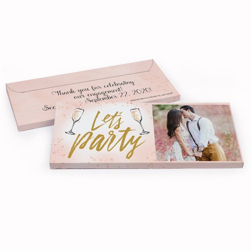 Deluxe Personalized Champagne Party Engagement Chocolate Bar in Gift Box