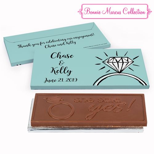 Deluxe Personalized Bada Bling Engagement Chocolate Bar in Gift Box