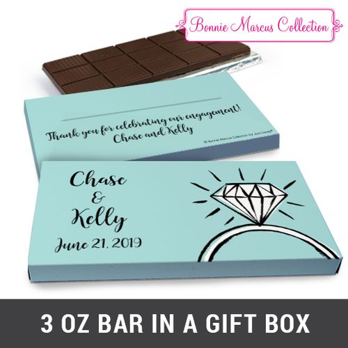 Deluxe Personalized Bada Bling Engagement Chocolate Bar in Gift Box (3oz Bar)