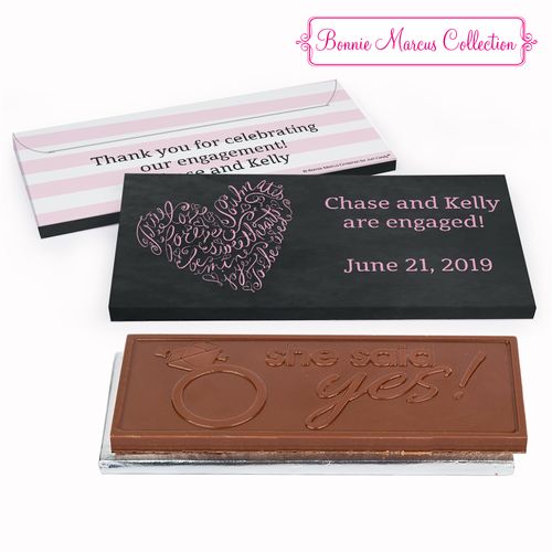 Deluxe Personalized Sweetheart Swirl Engagement Chocolate Bar in Gift Box