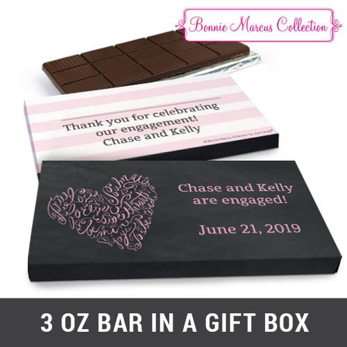 Deluxe Personalized Sweetheart Swirl Engagement Chocolate Bar in Gift Box (3oz Bar)