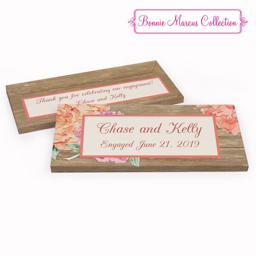 Deluxe Personalized Blooming Joy Engagement Chocolate Bar in Gift Box