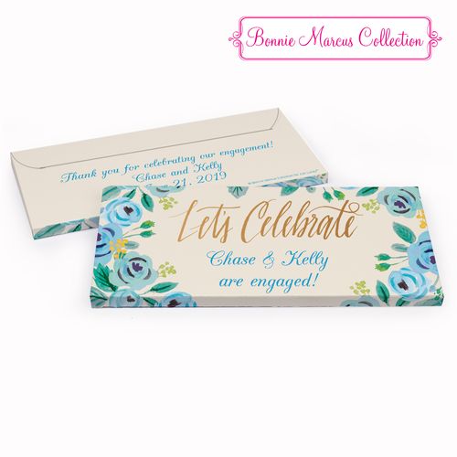 Deluxe Personalized Something Blue Engagement Chocolate Bar in Gift Box